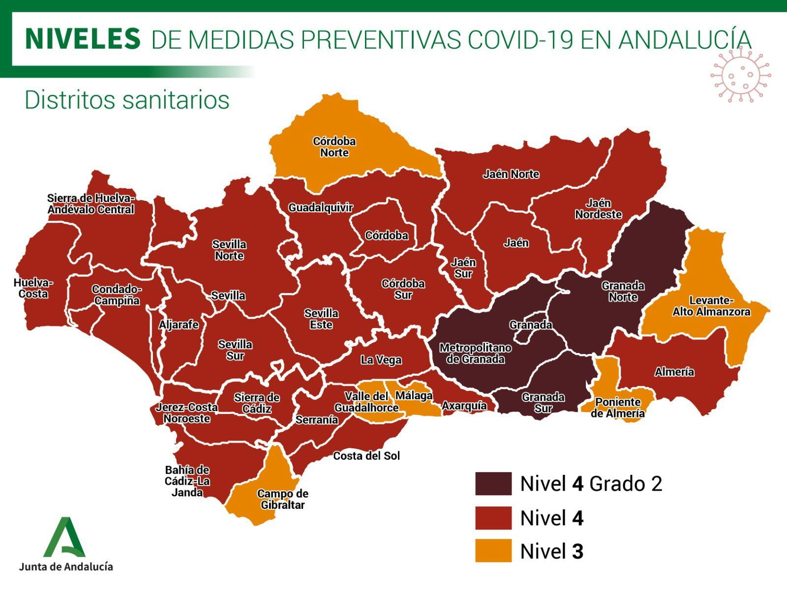 Mapa niveles Andalucia